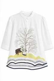 Sakura Garden Nakışlı Gömlek-RS9267