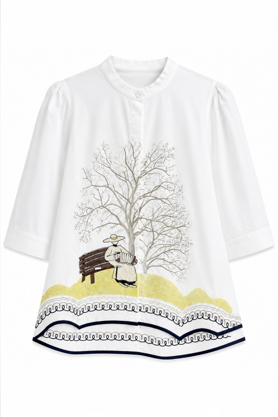 Sakura Garden Nakışlı Gömlek-RS9267