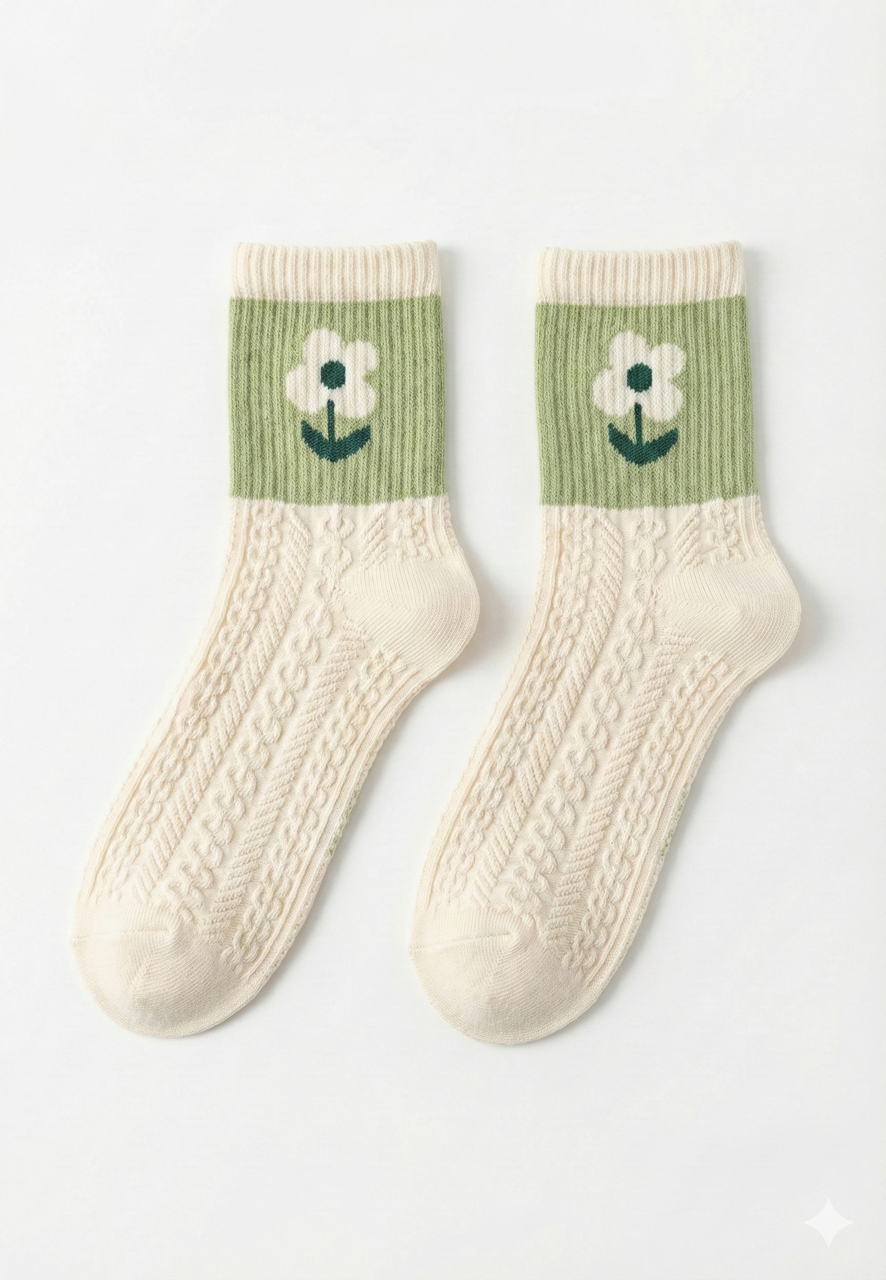 Flowers-Green Ultra-Light Çorap