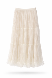 Soft Cream Volanlı Maxi Etek