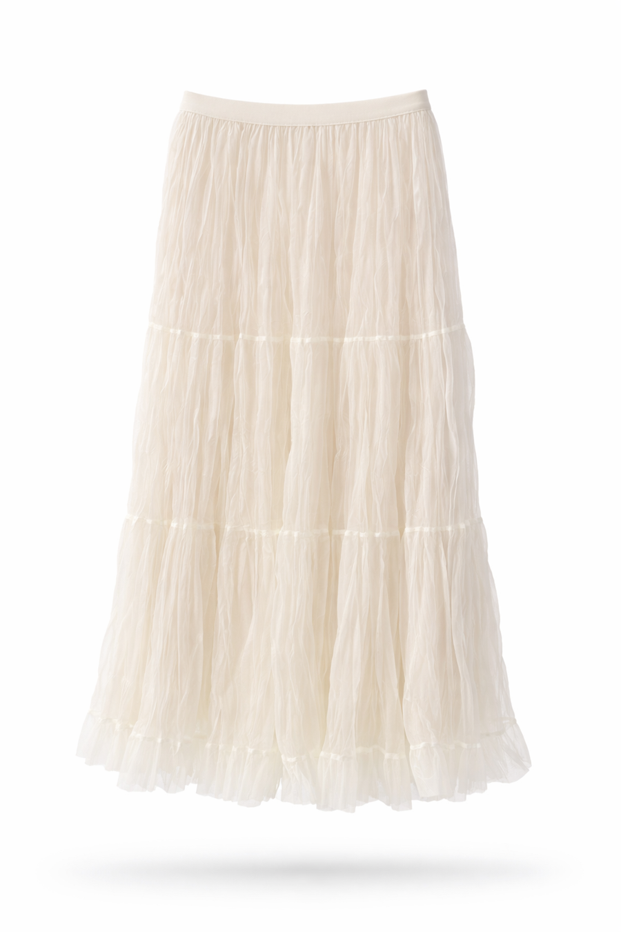 Soft Cream Volanlı Maxi Etek