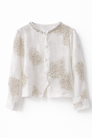 Taş İşlemeli Şifon Gömlek Etek Takım – Beyaz