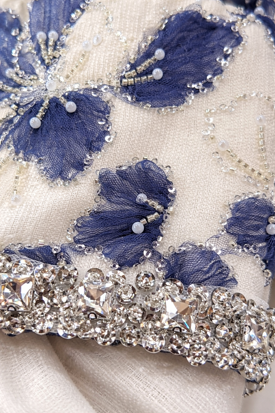 Mavi Rüya İşlemeli Crop Ceket