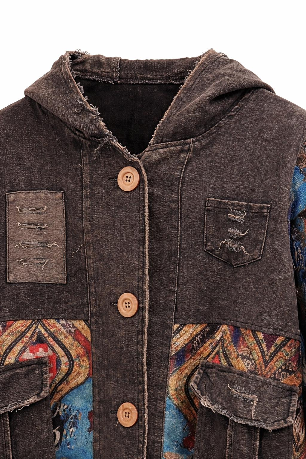 Garnili Eskitme Kot Ceket- Füme