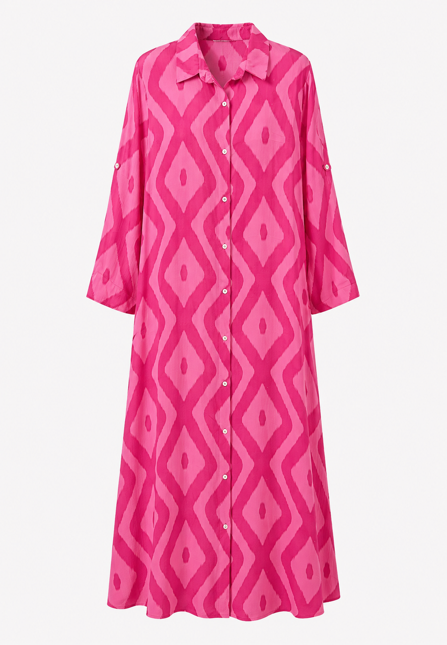 Hay-el Gömlek Elbise Pembe- RS9472