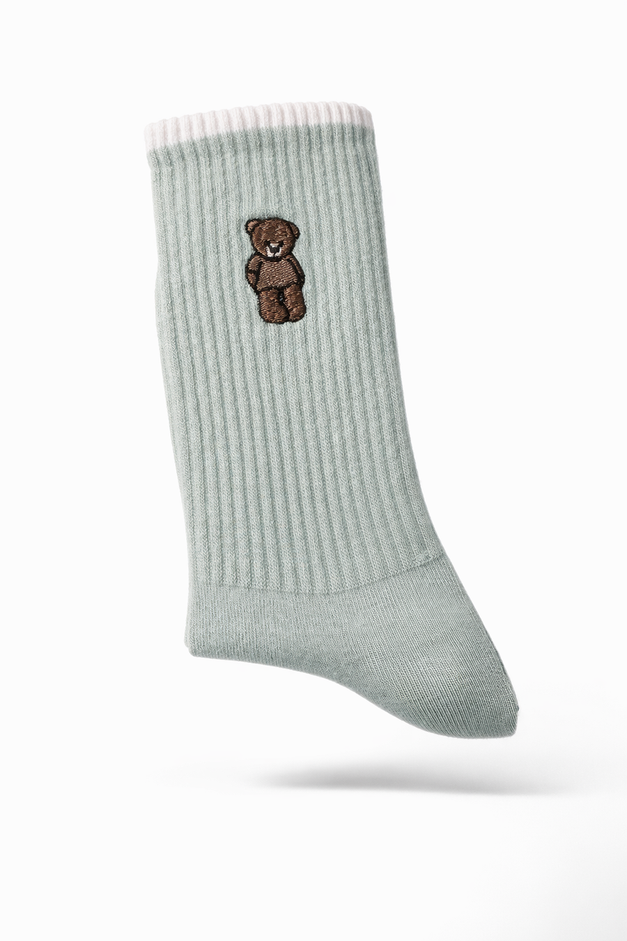 Teddy Nakışlı Pamuk Çorap-Su Yeşili
