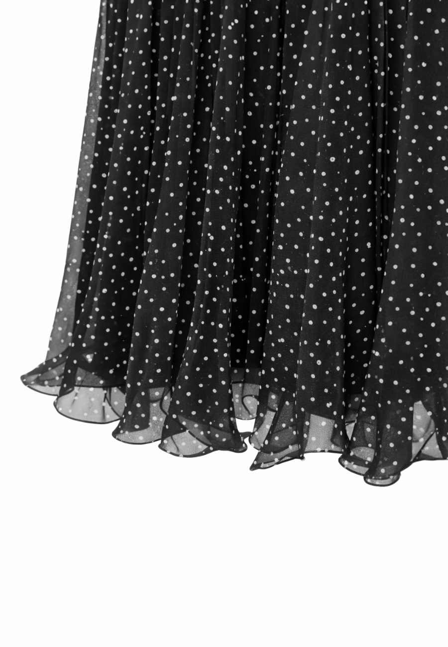 Puantiye Pileli Şifon Etek