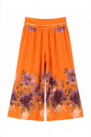 Çiçek Desenli Keten Pantolon 5142