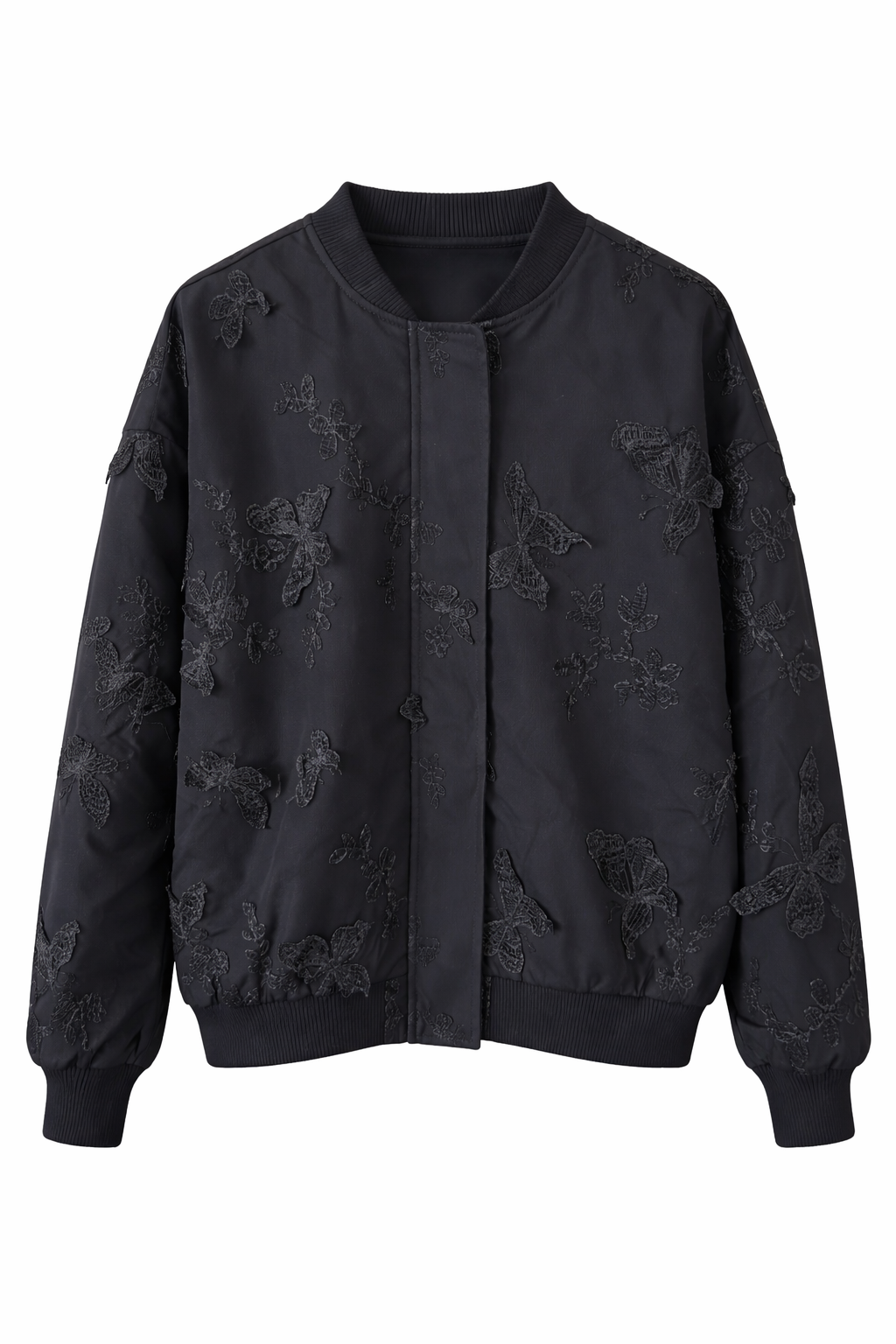 Noir Bloom Bomber Ceket Kelebekli