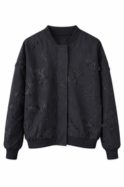 Noir Bloom Bomber Ceket Kelebekli