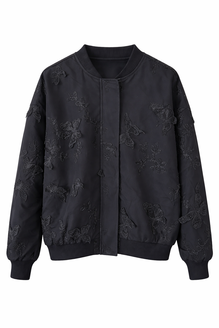 Noir Bloom Bomber Ceket Kelebekli