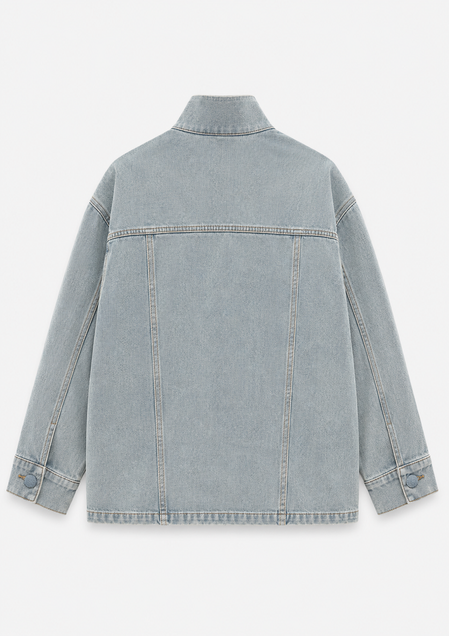 Çiçek İşleme Denim Ceket