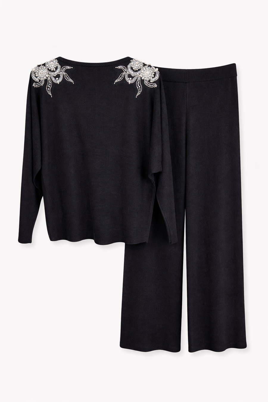 İthal Triko İşlemeli Takım-Siyah