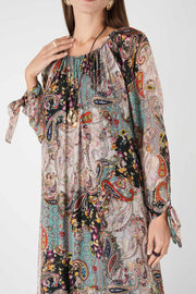 Etnik Desenli Şifon Elbise