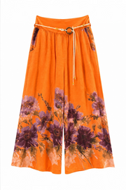 Çiçek Desenli Keten Pantolon 5142