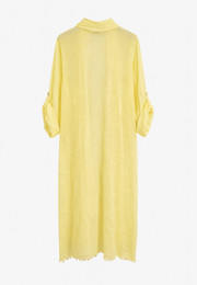 Saf Keten Uzun Kaftan Limon Sarısı