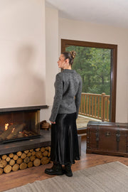 60265 Polo Yaka Kırçıllı Triko Hırka-Antrasit