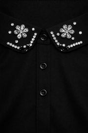 Taş Detaylı Klasik Siyah Seyyar Yakalık