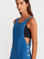 71809 %100 Pamuk İnce Kumaş Salaş Denim Tulum-Mavi