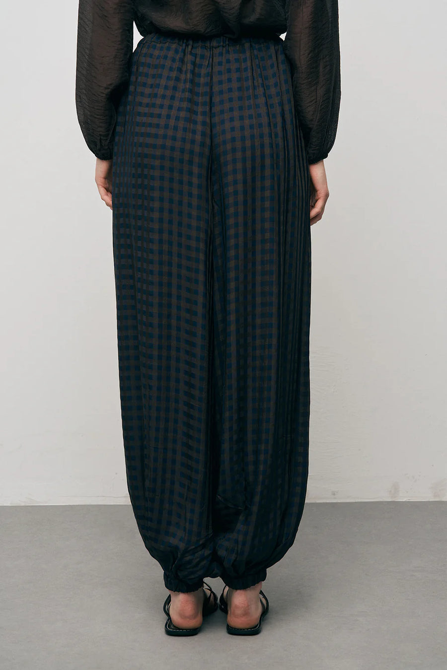 ORF-Beli ve Paçası Lastikli Ekose Desenli Şalvar Pantolon Laci