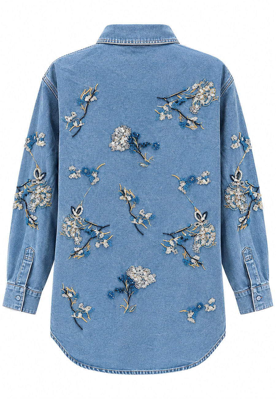 işleme DetaylI Jean Oversize Gömlek