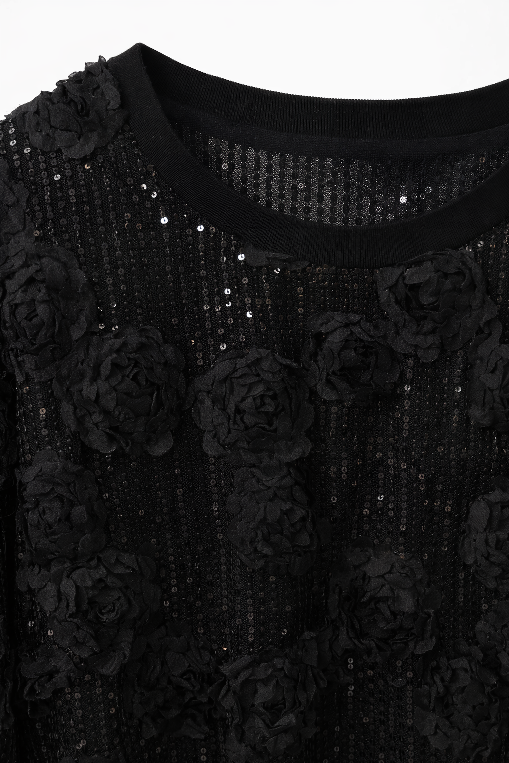 Siyah Gül Detaylı Bluz