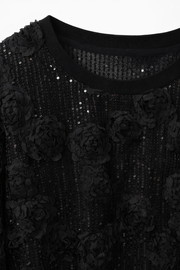 Siyah Gül Detaylı Bluz