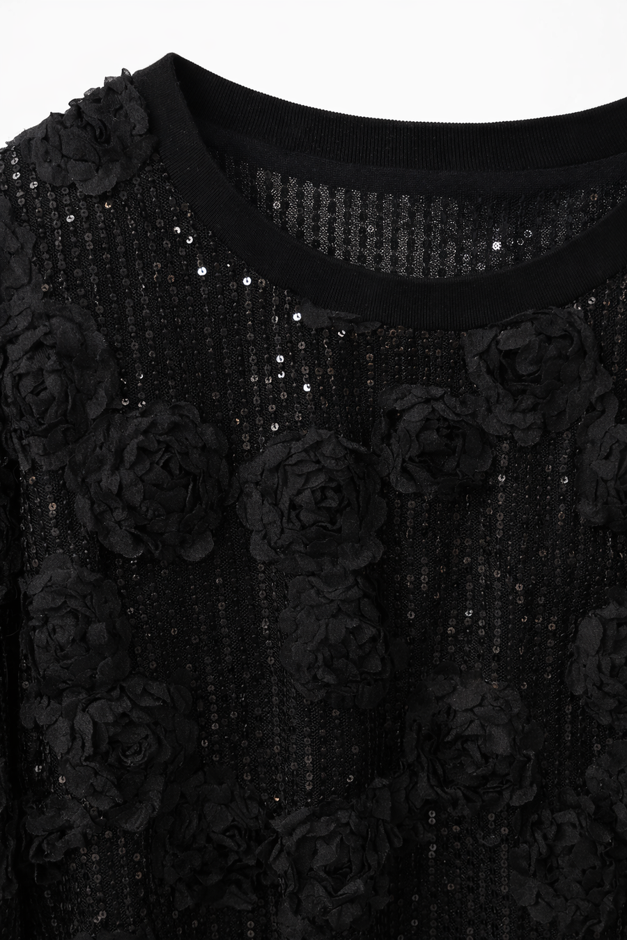 Siyah Gül Detaylı Bluz