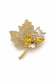 Gold Yaprak Desen Broş