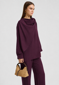 Rin Drape Yaka Bluz Takım Mürdüm- RS268625