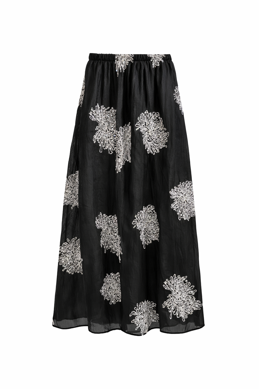 Taş İşlemeli Şifon Gömlek Etek Takım – Siyah