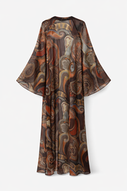 Bohem Paisley Uzun Kimono Kiremit