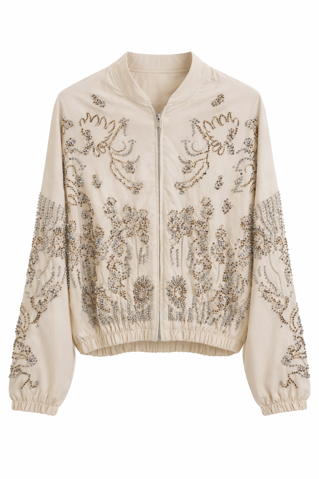 Royal Night Taşlı Bomber Krem 72539