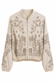 Royal Night Taşlı Bomber Krem 72539