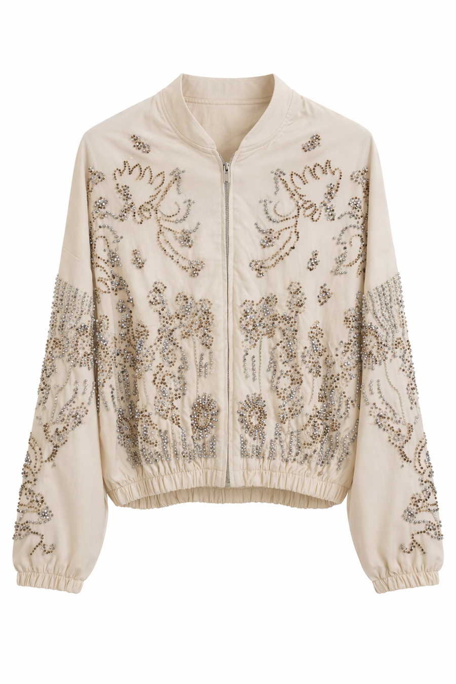 Royal Night Taşlı Bomber Krem 72539