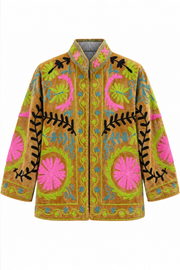 Nakış İşlemeli Kadife Ceket RS10N01 | Camel