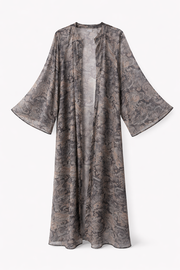 Bohem Paisley Uzun Kimono Hardal Füme
