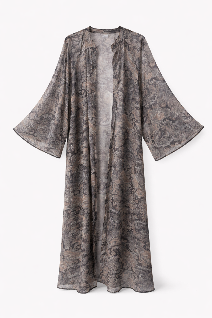 Bohem Paisley Uzun Kimono Hardal Füme