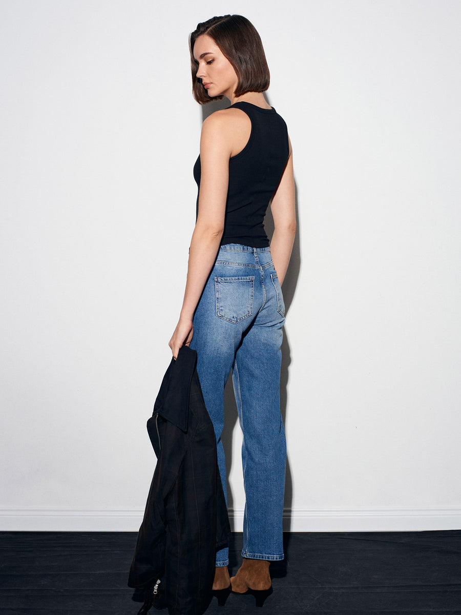 72073 Likralı Wide Leg Jean-Mavi