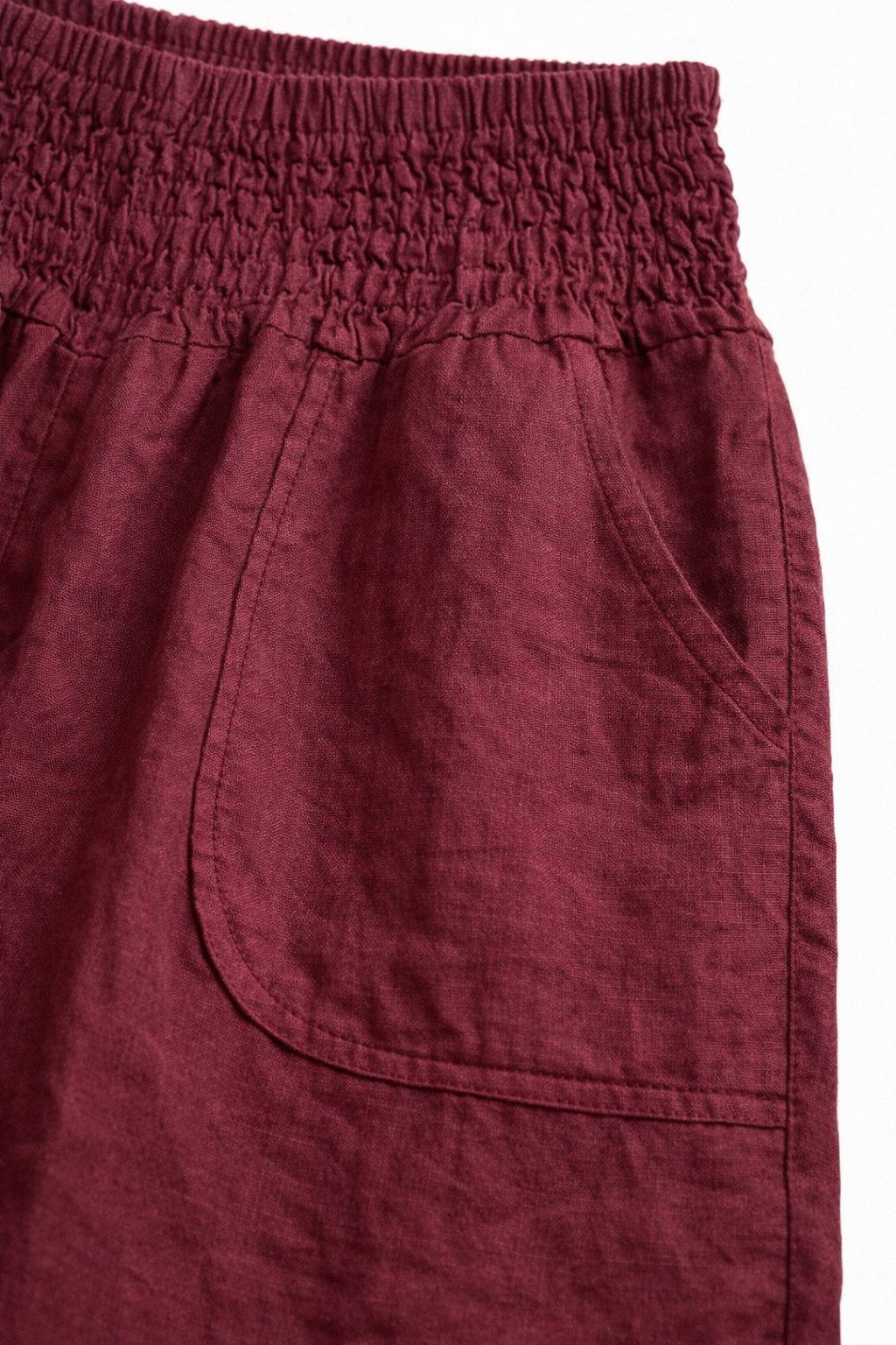 Bol Paça Keten Pantolon - Bordo