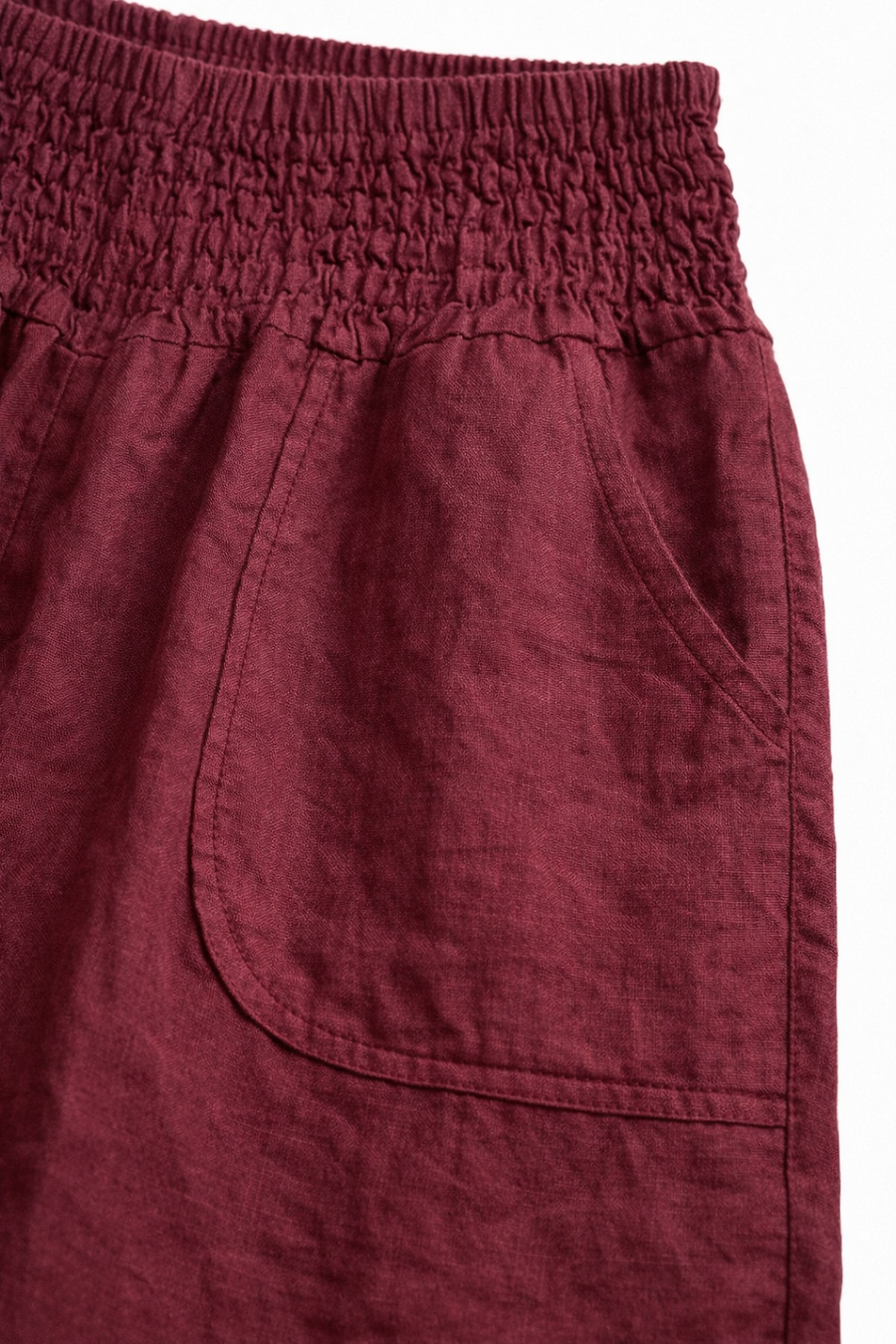 Bol Paça Keten Pantolon - Bordo
