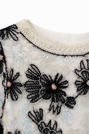 İşlemeli Özel tasarım Bluz-Beyaz