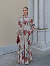 Flora Linen Krem Uzun Elbise