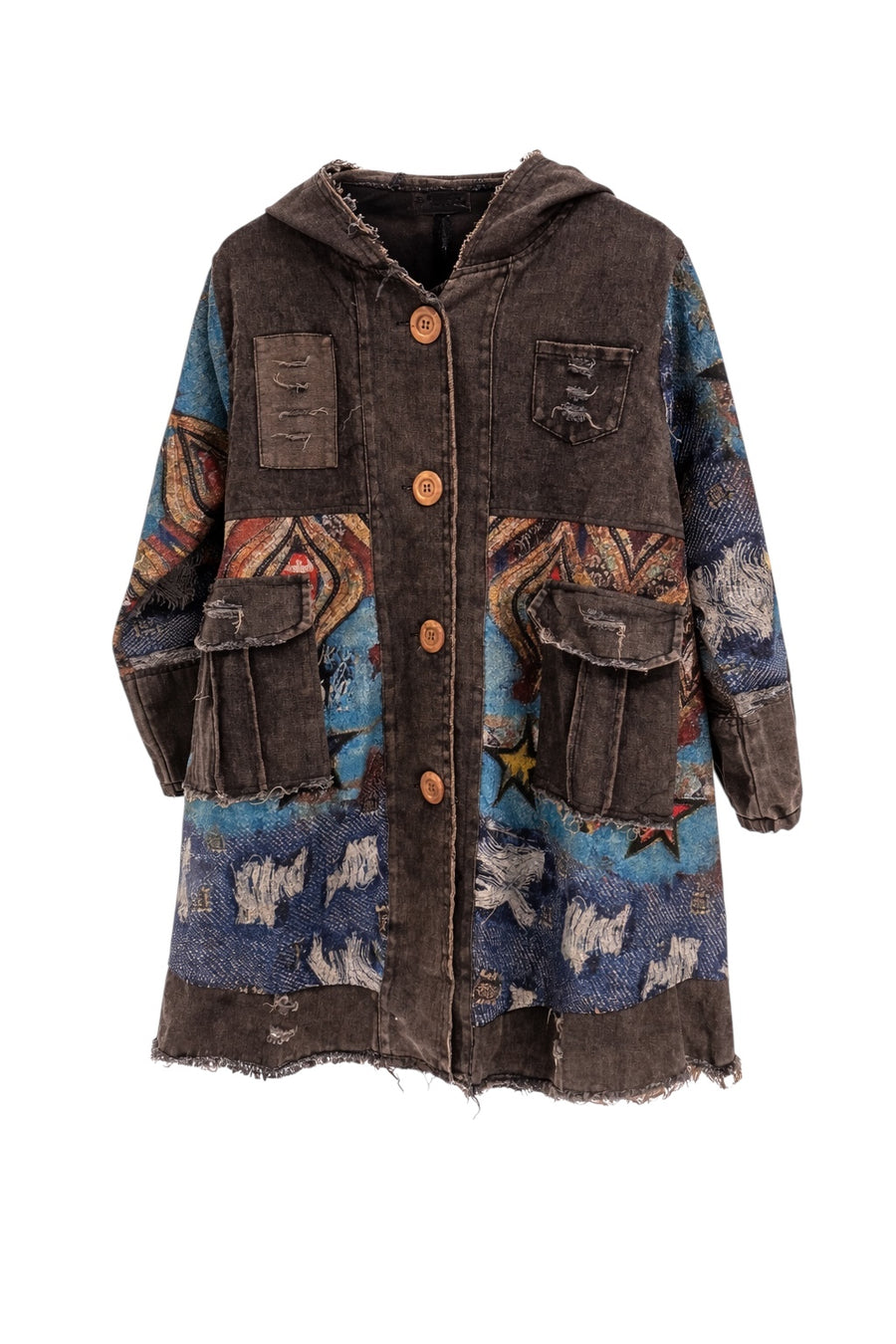 Garnili Eskitme Kot Ceket- Füme