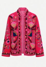 Nakış Detaylı Tasarım Ceket - Pembe