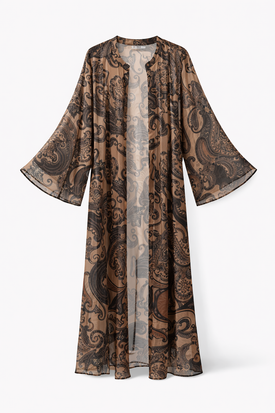 Bohem Paisley Uzun Kimono Kahve