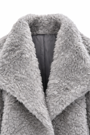 Şal Yaka Kısa Kürk-Gri