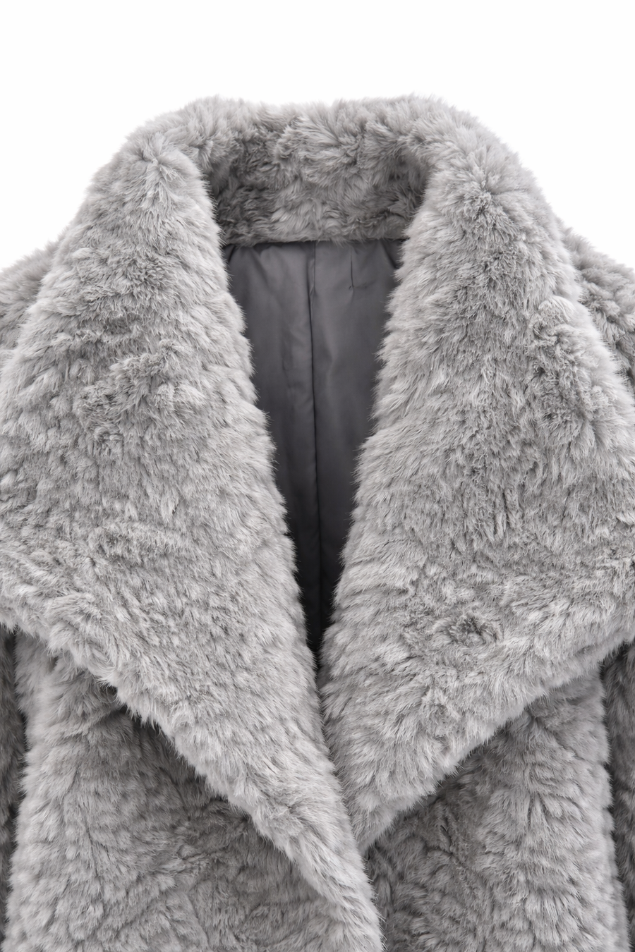 Şal Yaka Kısa Kürk-Gri