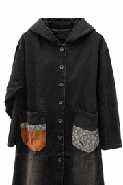 Bohem Patch Kapüşonlu Kot Kap