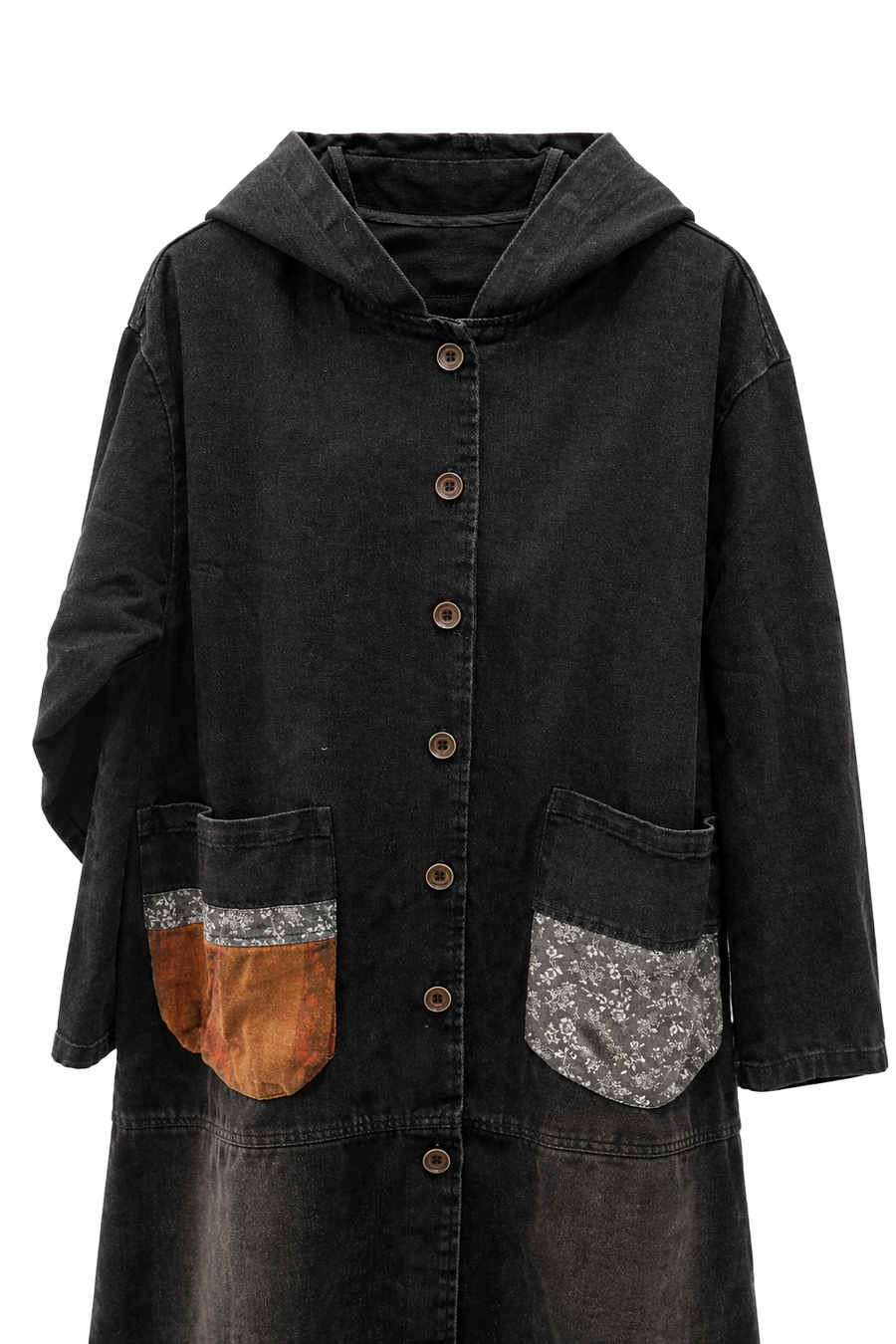 Bohem Patch Kapüşonlu Kot Kap